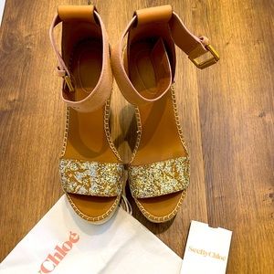 See By Chloe Glyn Glitter Wedge size 9